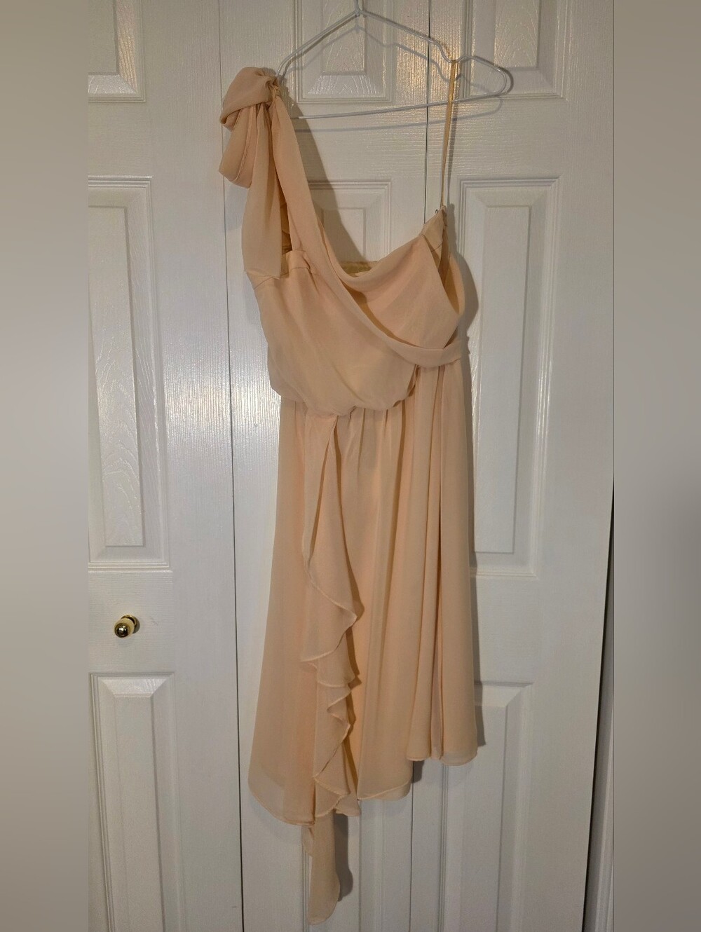 Adam Lippes One-Shoulder Peach Chiffon Midi Dress Size 2 NWT - Picture 3 of 13